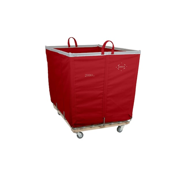 Steele Canvas Basket 20 BU Permanent Truck Red Vinyl w/Grey Vinyl - 5in Casters 9220VREDVGRYW5 - main